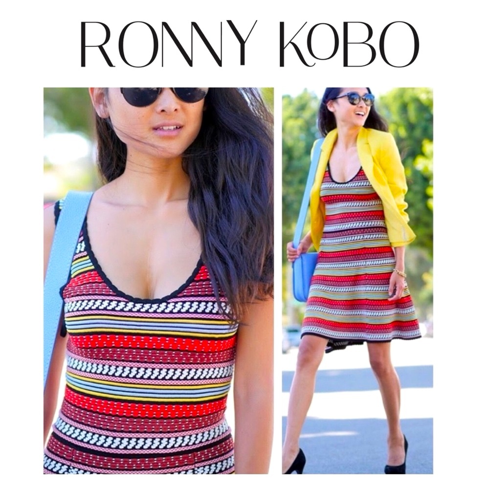 Ronny Kobo Striped Sleeveless Sweater Dress